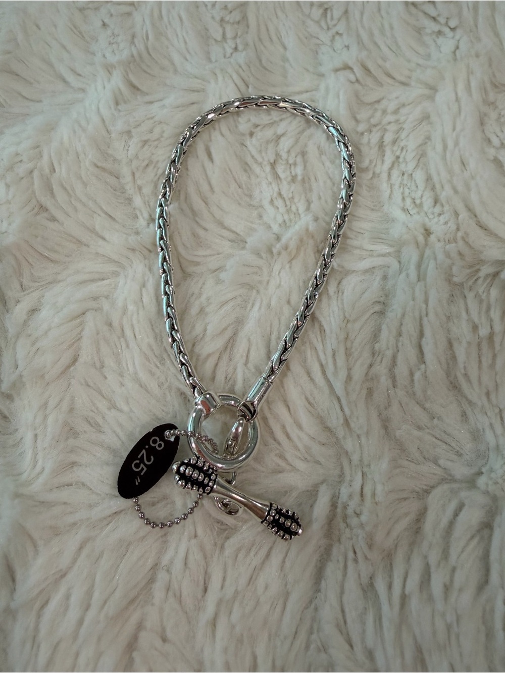 Silver Toggle Chain Bracelet with Barbell Charm
